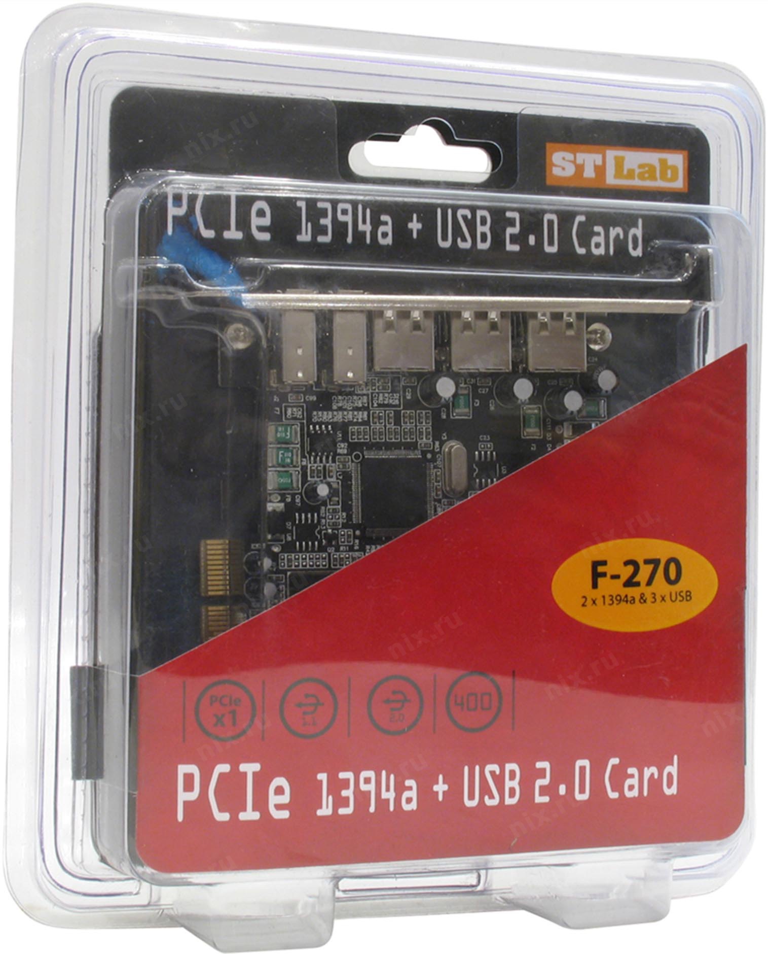PCI Express 1394a + USB 2.0 Card ST Lab F-270