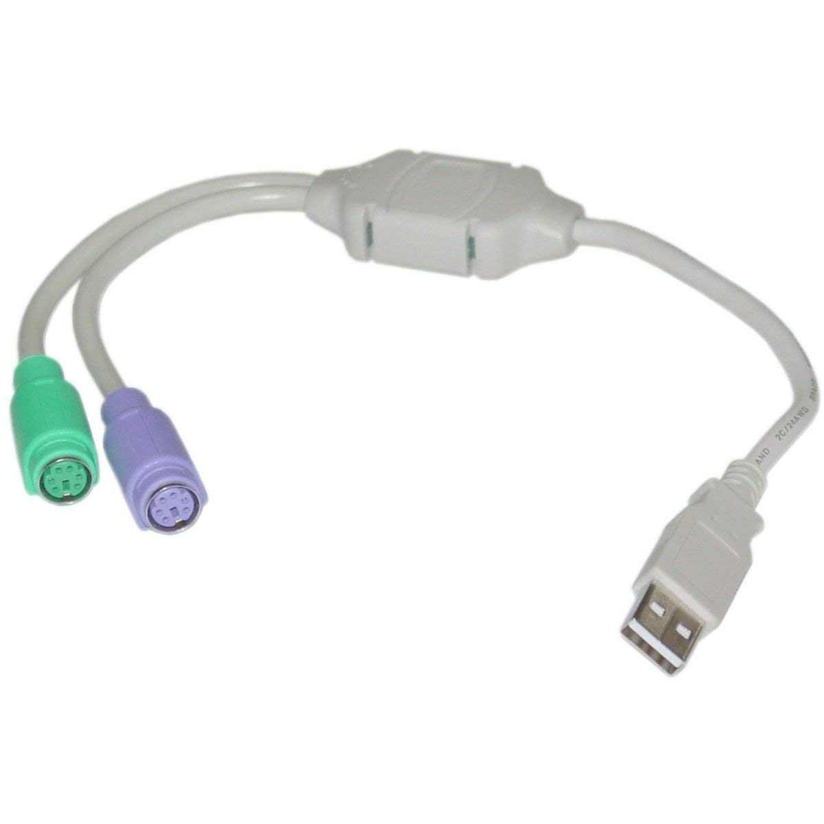 USB A to 2 PS2 Male Female Cable
