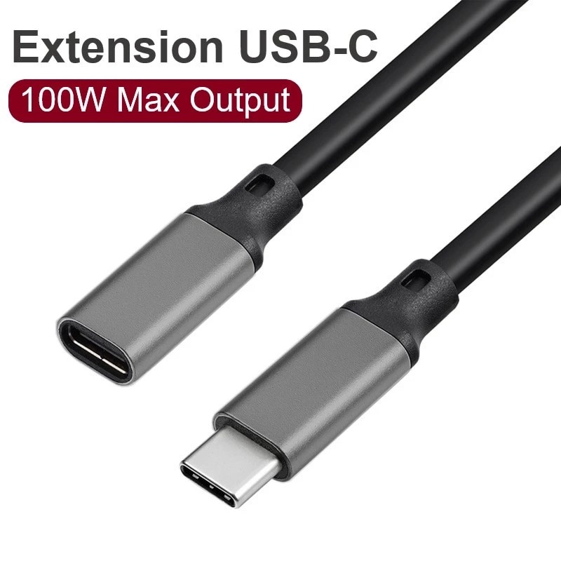 Rallonge USB type-c, câble vidéo 90 ° Gen 2 100W USB-C 3.1 mâle
